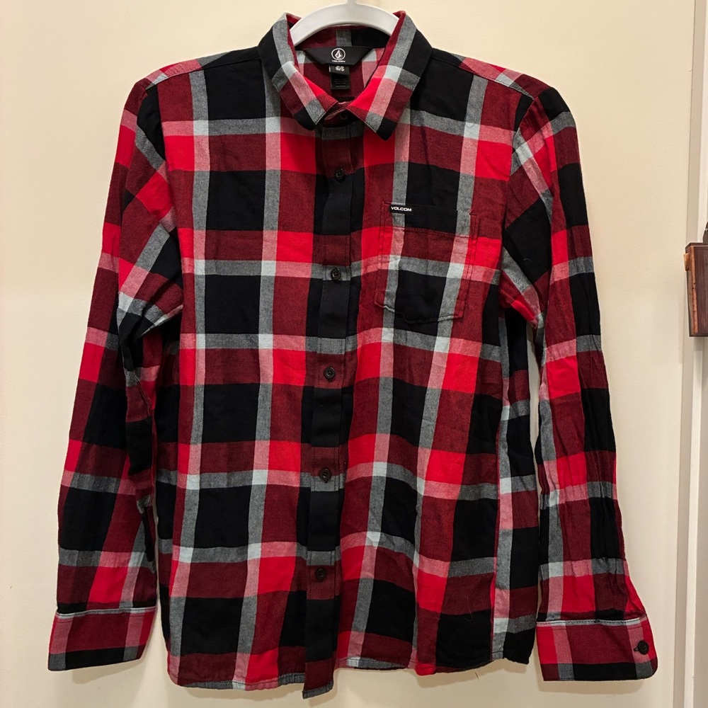 Volcom Red and Black lightweight Checkered Shirt